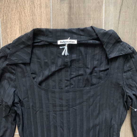 NEW Reformation Vittoria Ribbed Collar Bodycon Dress Medium - Picture 5 of 6